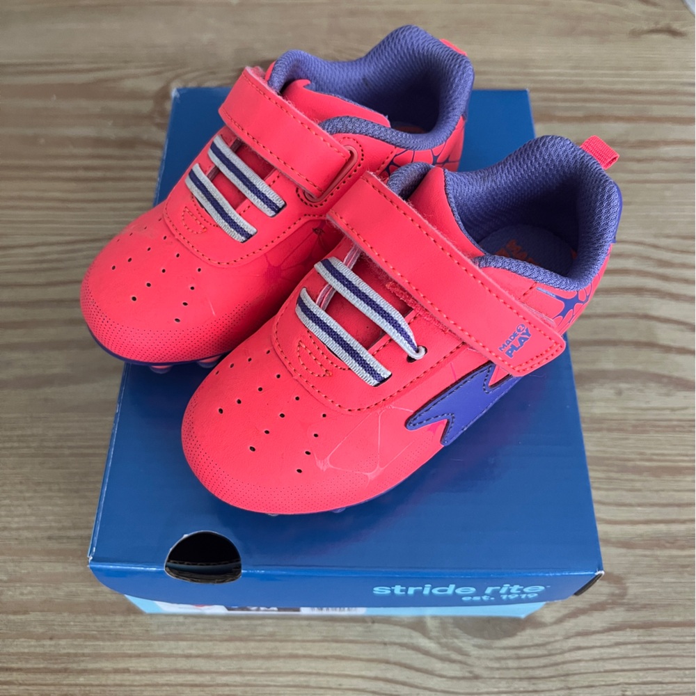 Stride Rite Neon Pink and Purple Toddler Cleats